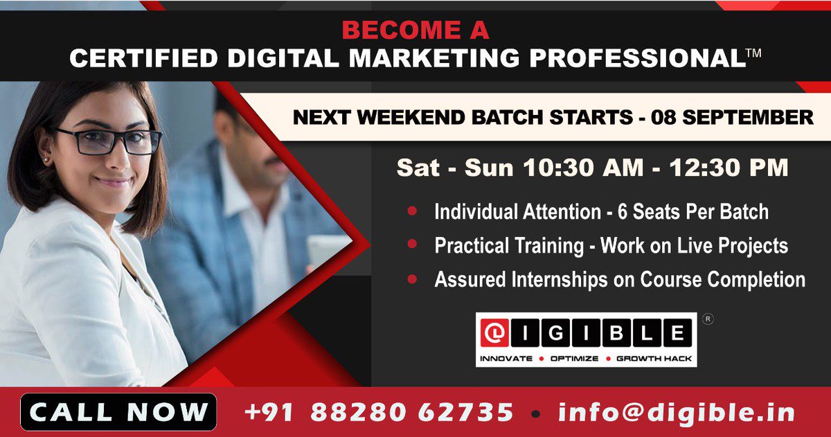 digible1's tweet photo. Are you a working professional unable to spare time to update your digital skills?
#GoDigible
- Special Weekend Batches
Read more - https://t.co/iL31vDJ6N3
#CertifiedDigitalMarketingProfessional
#GoDigible
#Digible
#DigitalMarketing
#Thane https://t.co/C4AwBQxWJ0