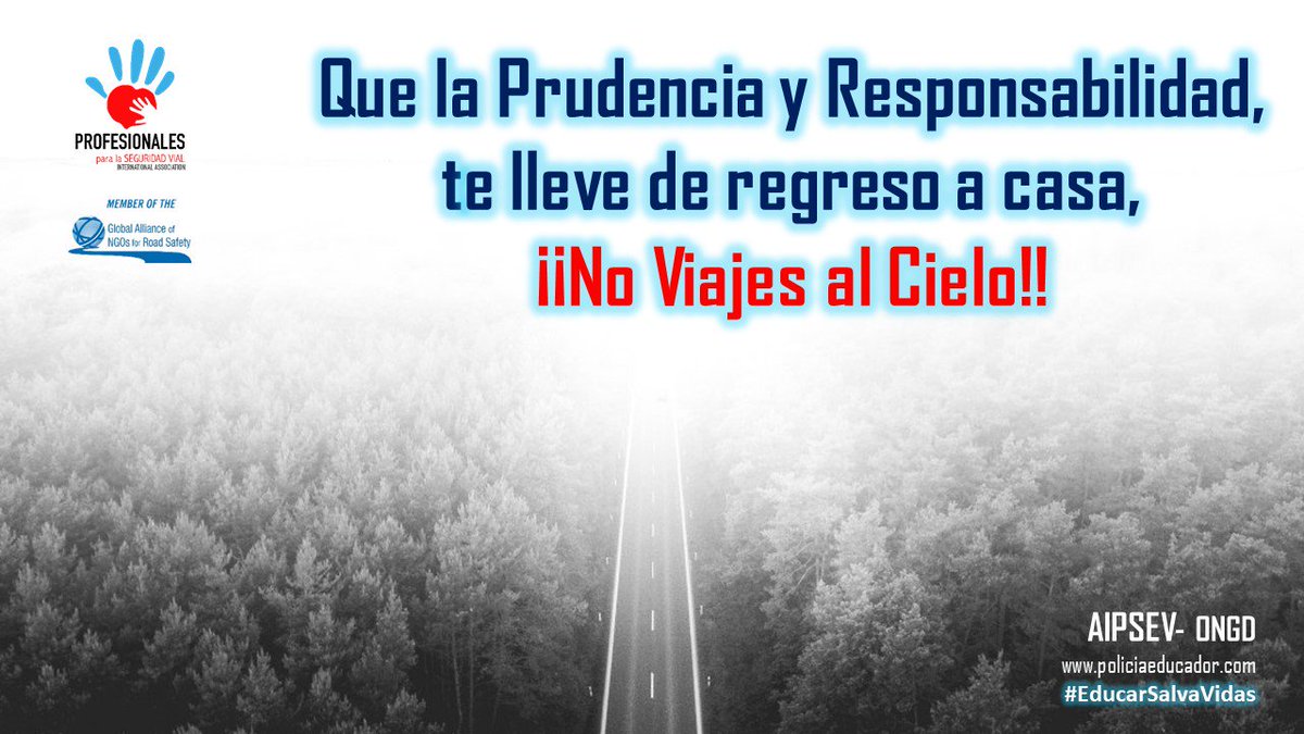 Evita siniestros viales eligiendo la mejor compañía al volante 🚘, en tu regreso a casa 🏠 por carretera:
👉 Familia 👨‍👧‍👦
👉 Prudencia
👉 Responsabilidad
#EducarSalvaVidas #AIPSEV #RoadSafety #SeguridadVial <a href="/RoadSafetyNGOs/">Road Safety Alliance</a> <a href="/Ponle_Freno/">Ponle Freno</a> <a href="/DGTes/">Dir. Gral. Tráfico</a> <a href="/fundacioabertis/">Fundación Abertis</a> <a href="/FMobjetivocero/">Fundación Mapfre - Objetivo Cero</a>