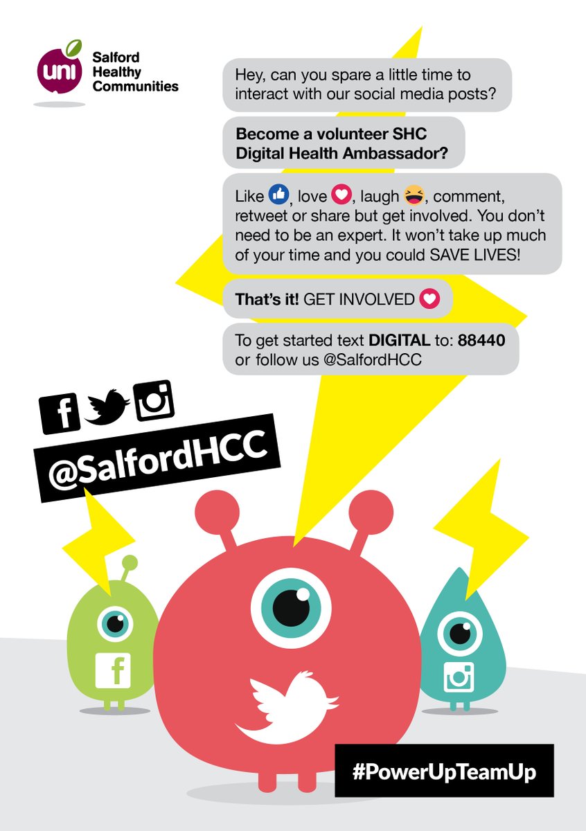 Got some time to spare to interact with our social media posts? we are recruiting for SHC volunteer Digital Health Ambassadors, get involved TODAY!!