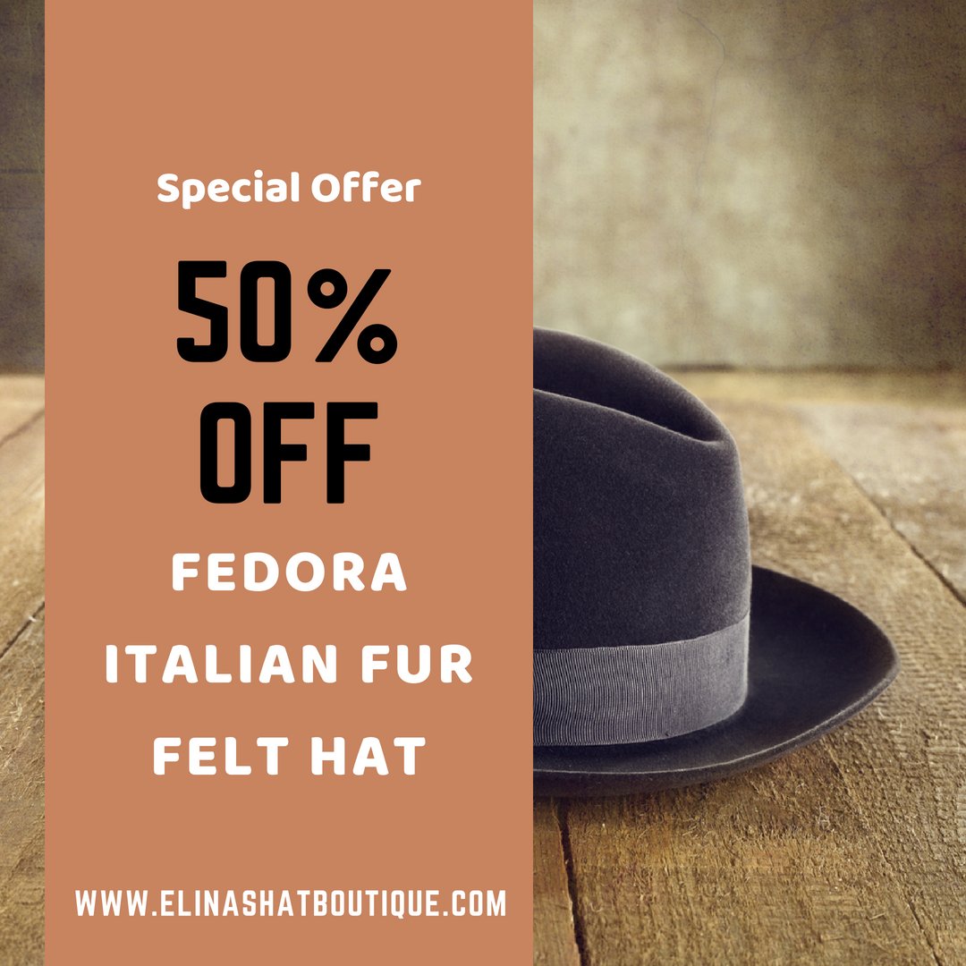 Get Fully stylish Fedora Italian Fur Felt hat with 50% Off. Offer for Today only. 

Order Now! goo.gl/9hi6py

#fedora #fashionblogger #canada #accessories #hat #fedorastyle  #stylishhats #minifashionista #shopsmall #fashion