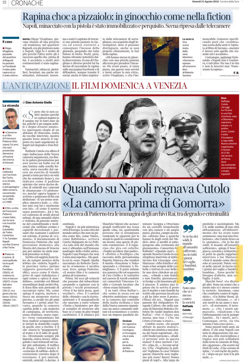 Ringrazio il regista #Patierno e gli faccio il mio in bocca al lupo per il suo film che andrà al #FestivaldiVenezia, in cui sono riportate tante interviste di mio padre Joe. Qui l’articolo di #gianantoniostella sul <a href="/Corriere/">Corriere della Sera</a> di oggi che ne parla, usando parole bellissime su papà!