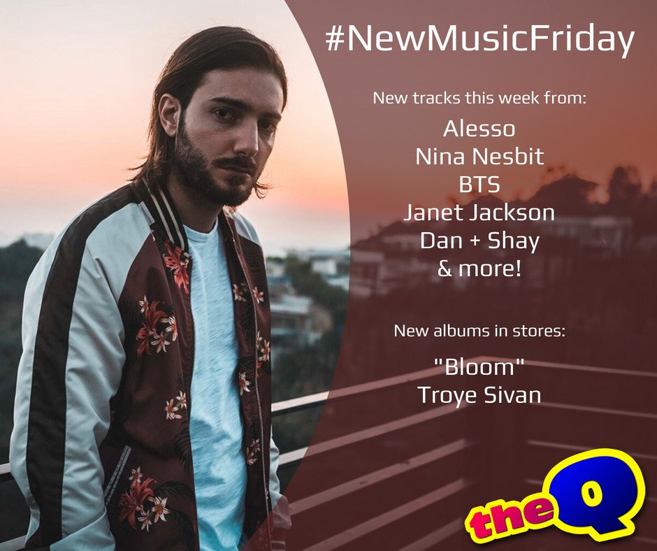 theQStation's tweet photo. #NewMusicFriday. We're spinning new tracks this week from Alesso, Nina Nesbit, BTS, Janet Jackson, Dan + Shay &amp; more! Listen at https://t.co/BUpBYNqkVN https://t.co/14ApNUOjQJ