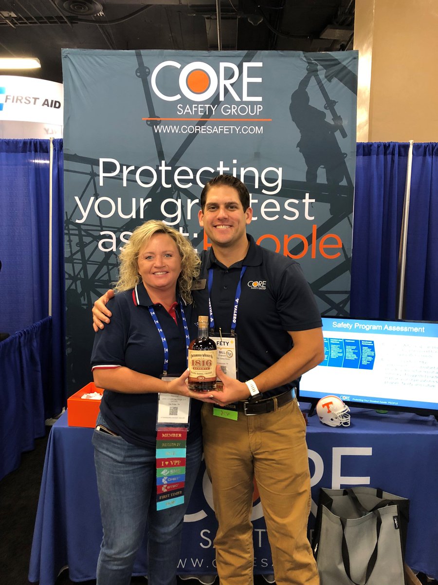 CORESafetyGroup's tweet photo. Congratulations to Stacey Heidel, our winner of the whiskey #Mancrate paired with a bottle of Chattanooga Whiskey. Thank you to everyone who came by to see us! #VPPPA #THSC #2018SafetySymposium @VPPPA @UCOR_TN https://t.co/e26jibc5w5