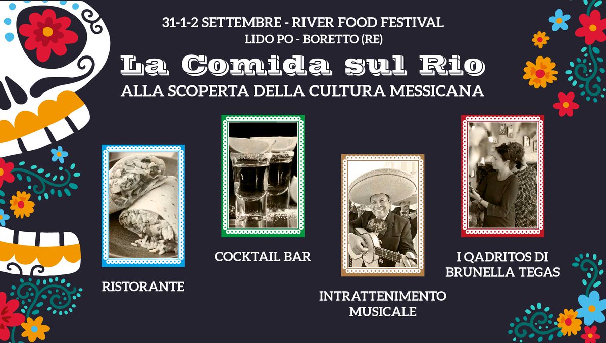 RiversFood's tweet photo. Durante le tre giornate del River's Food Festival al Museo del Po di Boretto la mostra dei "Quadritos" di Brunella Tegas e il ristorante messicano "La Comida sul Rio" https://t.co/7lHQ9652Bl #River2018 https://t.co/1mKus4oeef
