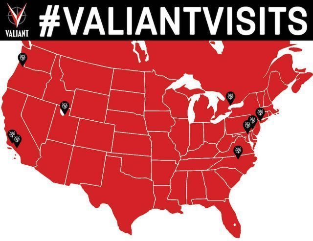 ValiantComics's tweet photo. Find out how to request a #ValiantVisit at your favorite comic book store! https://t.co/rDWnbSo25W https://t.co/wEOrjxDyOz