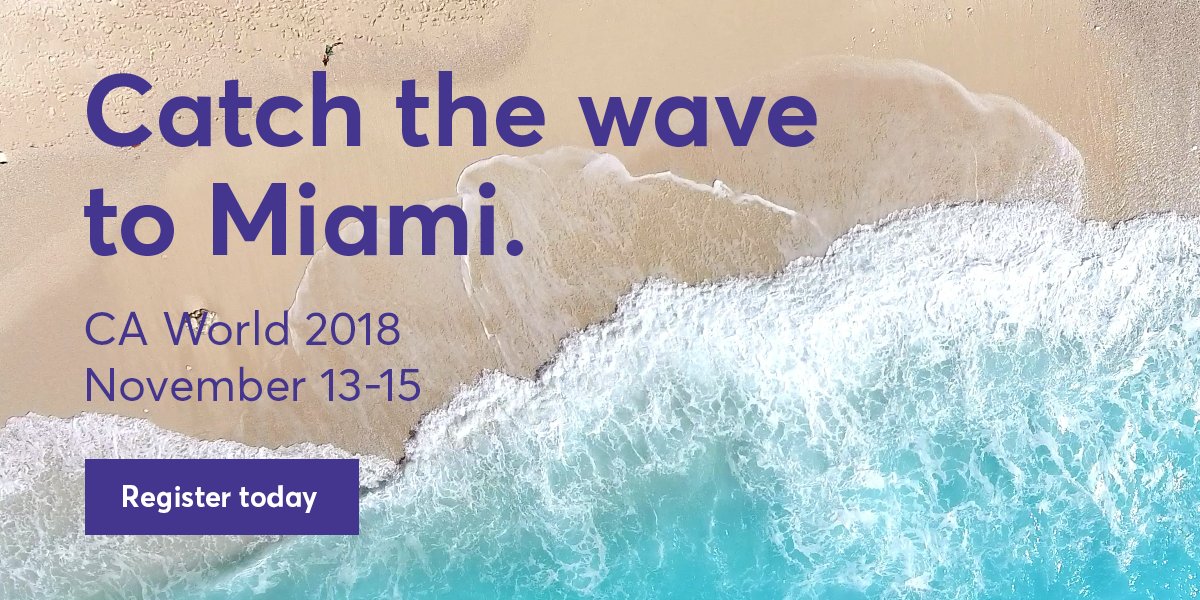 CAinc's tweet photo. It's a whole new CA World. Experience the best of CA Technologies—and Miami—at #CAWORLD! ✈️🌴
Register today ▶️ https://t.co/t0nasfbXWg https://t.co/24aU4sLufz