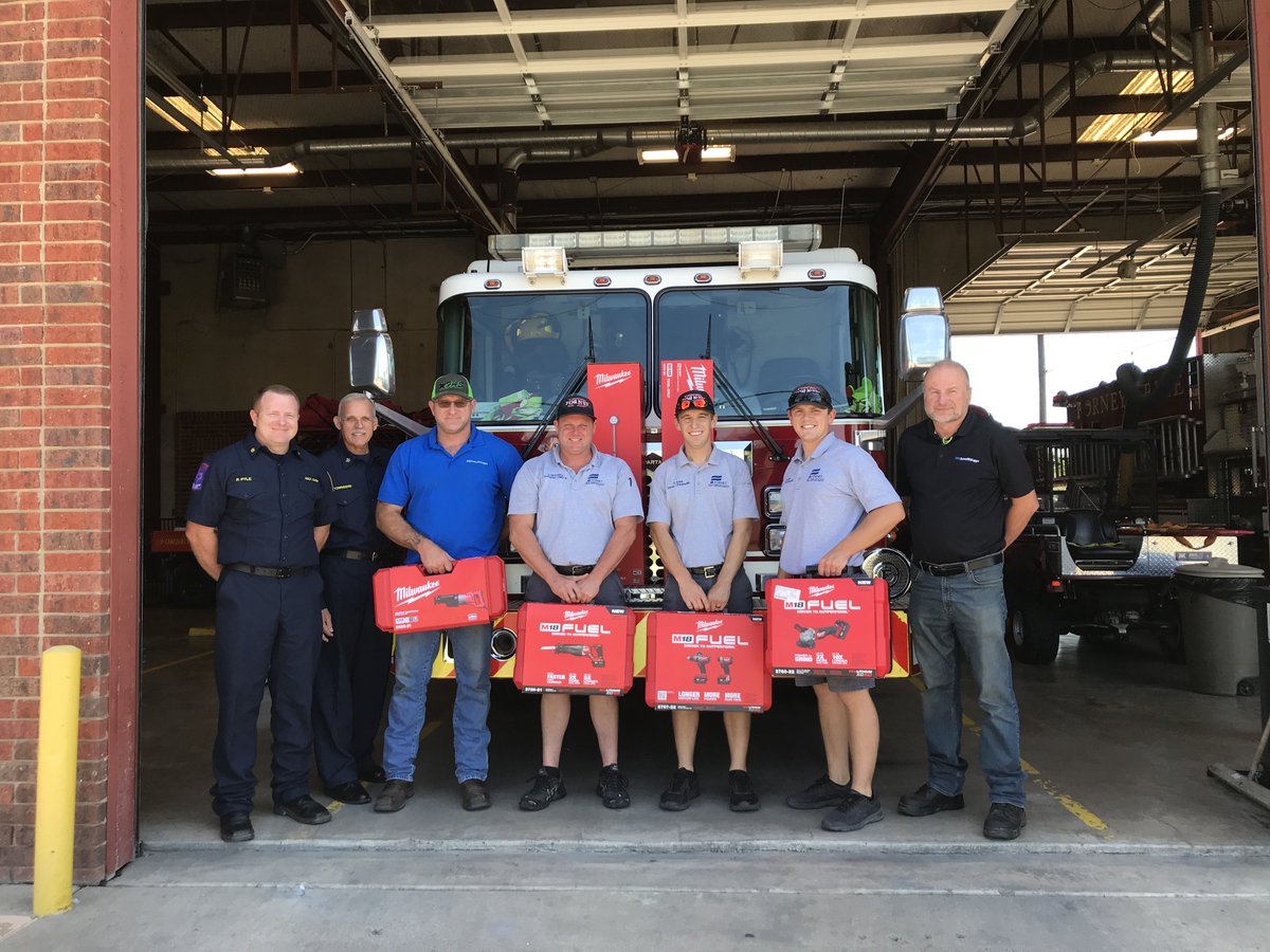 ForneyFD's tweet photo. Big thanks to @smurfitkappa and one of their Health and Safety Managers Steven Bong for their generous donation of tools this morning to the Central Fire Station. #ForneyFire https://t.co/YxEfwe6I6S