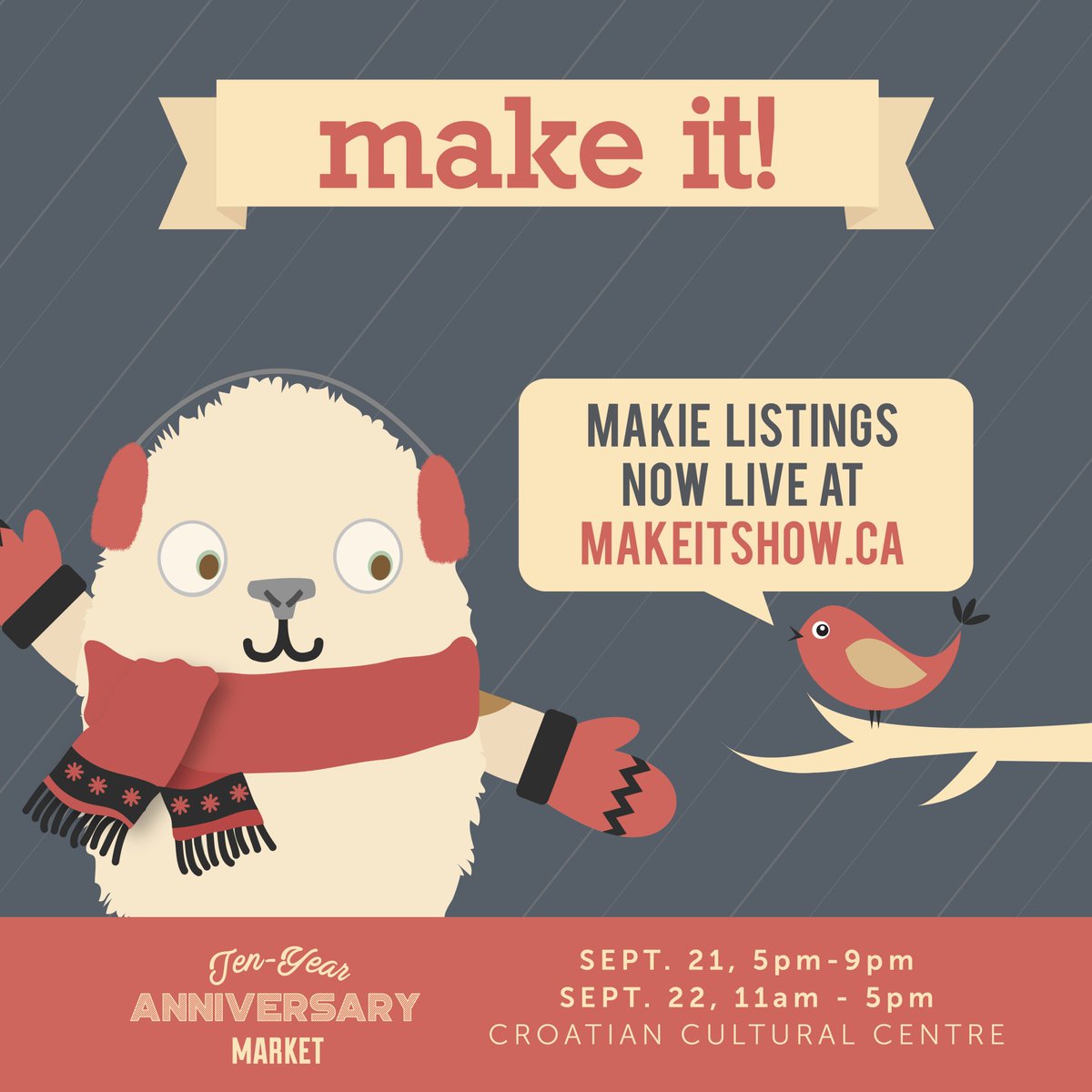 SAVE THE DATE and start planning your shopping list! Check out this list at bit.ly/2N8l2Ns to see some of your FAVOURITE Makies who will be at Make It's 10-Year Anniversary Market 🎉 Who else is excited to party like it's 2008?