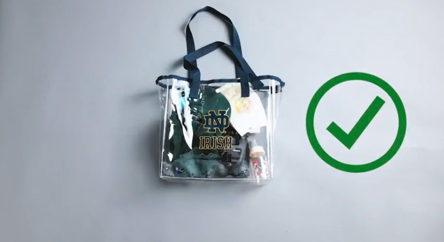 The new clear bag policy is in effect at today's <a href="/NDFootball/">Notre Dame Football</a> game. Details: ntrda.me/2whyc17