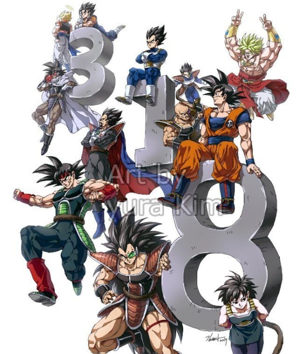 Broly, Goku, Vegeta, Bardock, Tarble, Nappa, Raditz, and Turles