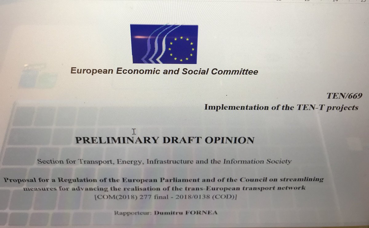 Today in Brussels at the EESC’s Headquarters. The 2nd working group for debating the Commission’s Proposal on streamlining measures for advancing the realisation of the trans-European transport network. #SustainableTransport #ConnectingEurope #CoreInfrastructure #BetterRegulation