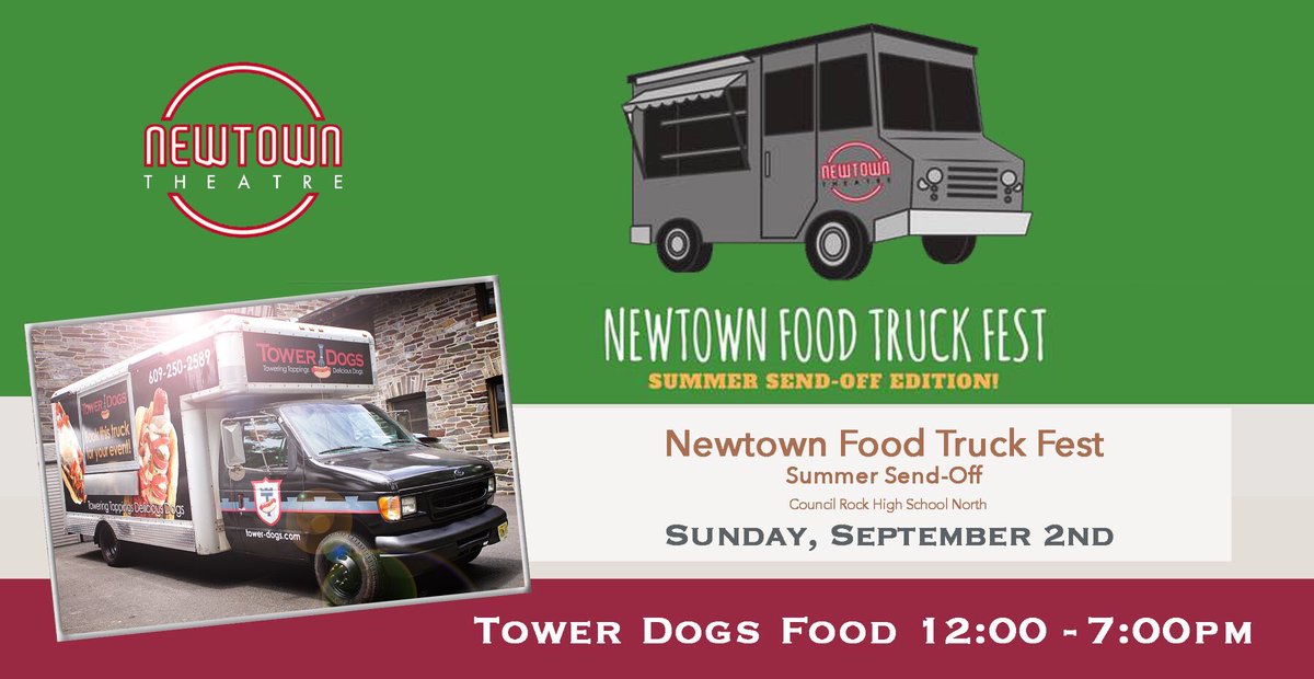 Tower_Dogs's tweet photo. Come out to Newtown Food Truck Fest this Sunday, September 2nd. Our food truck will be there serving up our delicious food from 12:00-7:00pm! So say "so long" to summer at Council Rock North, there will be a DJ, kids' entertainment, and more! #TowerDogs #hotdogs #foodtruck https://t.co/oo1Tgclv7h