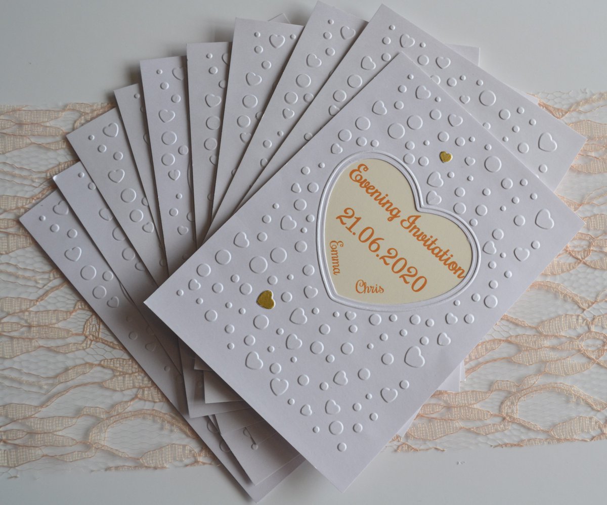 JulieBWeddings's tweet image. Pack of 10 Invitations, personalised with your details. Beautifully Embossed card with cut-out heart showing couples names. Made in Save the date and Evening invites too. Also in a rustic finish
exquisite-organza.co.uk
#weddingsinvitations #engaged #bride2019 #bride2020