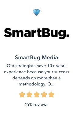 davidhaar's tweet image. 190 5-star reviews and counting!
Always so great to see what our clients have to say about the work we do for them on an ongoing basis. 💯👍💥🙌 to the entire @SmartBugMedia team for playing a role in the success of these happy customers!
#SmartBug #IAmASmartBug #HubSpot