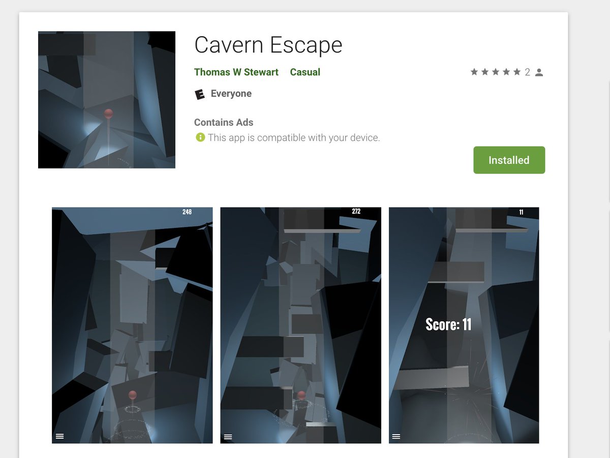 Hey everyone! If you haven't had a chance to check out Cavern Escape - download it now on the Play Store!
Go to store listing: bit.ly/2LDTWcp
#indiedev #indiegame #mobilegame #mobilegames #freetoplay #endless #procedural #lowpoly #newandnoteworthy #androidgames #android