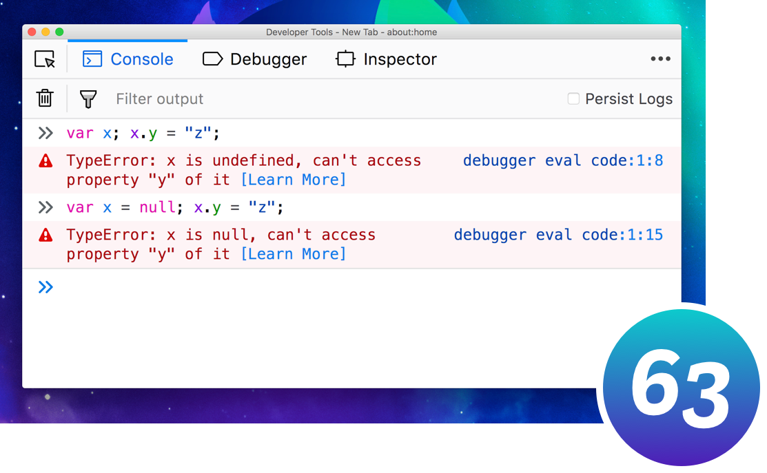TypeError in Firefox 63: x is undefined, can't access property "y" of it | x is null, can't access property "y" of it
