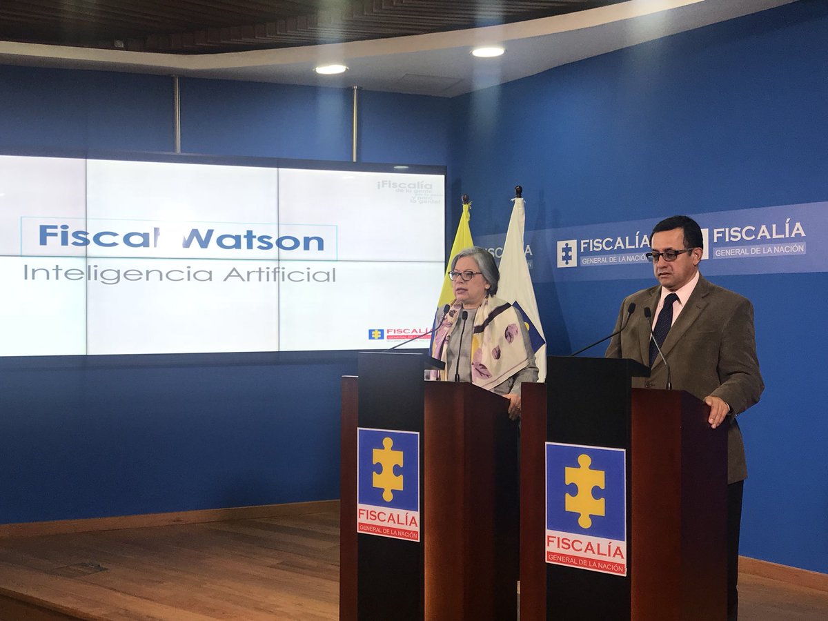 FiscaliaCol's tweet photo. Fiscal #Watson, herramienta de inteligencia artificial utilizada por #Fiscalía, permite rescatar,reabrir o impulsar investigaciones mediante la exploración en tiempo real de la información no estructurada de la base de datos del sistema #SPOA (13 millones de denuncias desde 2005) https://t.co/Lgeq4Ewc4D