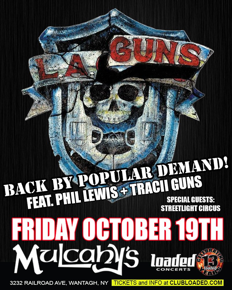JUST ANNOUNCED!!!
FRIDAY OCTOBER 19TH at <a href="/MulcahysPub/">Mulcahy's Pub</a>!!!
<a href="/LAGUNS/">Keith Lagunes</a> Feat. PHIL LEWIS &amp; TRACII GUNS 
w/ special guests <a href="/SLCircus/">Streetlight Circus</a>.
Doors 7PM // $29 Admission
Tickets on-sale NOW: bit.ly/2PpggIZ