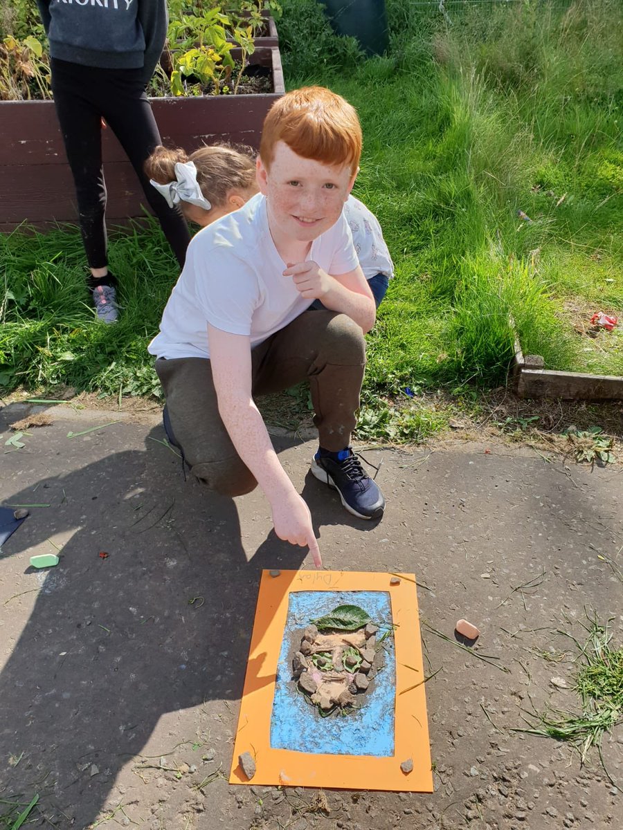 HaghillTeam's tweet photo. Fantastic artwork created by our P7s during Malawi Day today using natural resources, along with a photo of Bullah, our friend and HT of Mpata Primary School in Malawi #naturalresources #talular #malawi @MalawiLOL https://t.co/wRPx6hdv0p