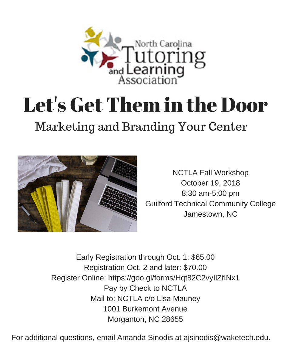 NCTLA1PIO's tweet photo. Fall Workshop: Let's Get Them in the Door - Marketing and Branding Your Center! https://t.co/nklsXyqdMy