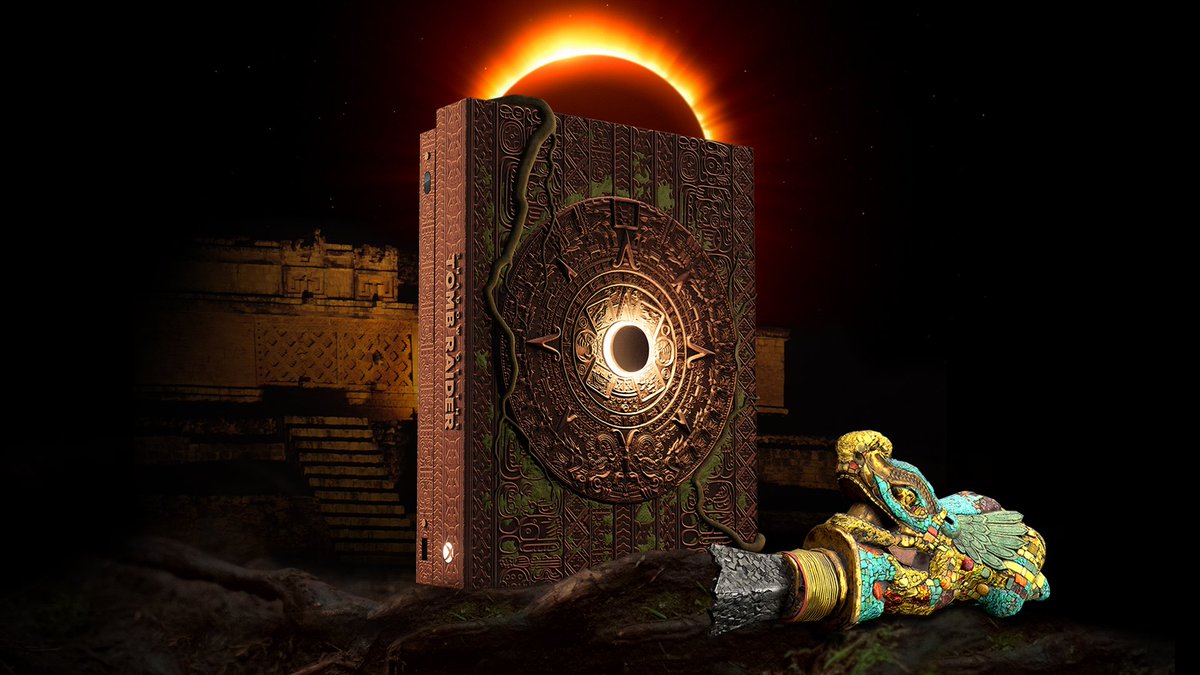 Xbox's tweet image. You’ve found one half of the dagger relic!
Now find the other half hidden at @TombRaider, RT this post and the #TombRaider post for a chance to win a custom Shadow of the Tomb Raider Xbox One X. NoPurchNec. Ends 09/03/18. #LaraCroftXboxSweepstakes Rules: xbx.lv/2LFX3AA