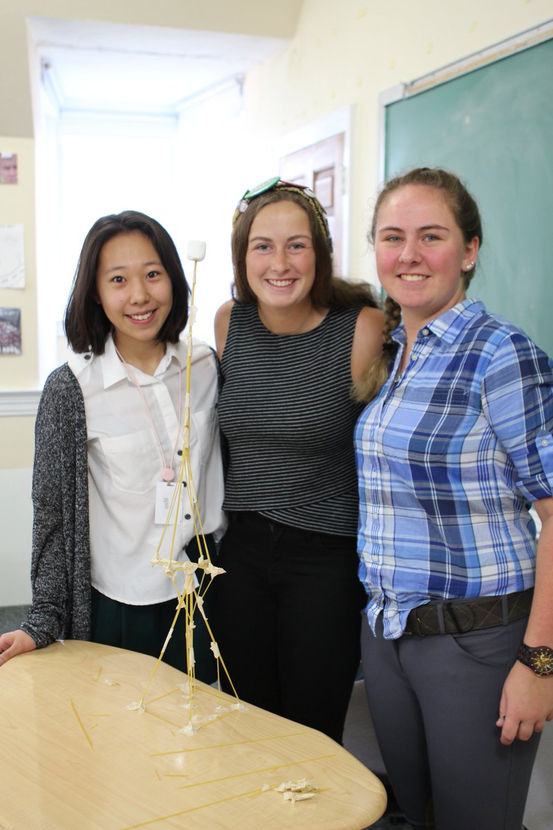FoxcroftSchool's tweet photo. Before diving into Java, Mr. Hales' AP Computer Science A students took on the spaghetti/marshmallow challenge. The tower by the winning team — Maya Y. '20, Haley B. '19 & Clair N. '19 — reached a height of 31 inches. Impressive! #UniqueLearningExperiences https://t.co/DbN8nLluDt