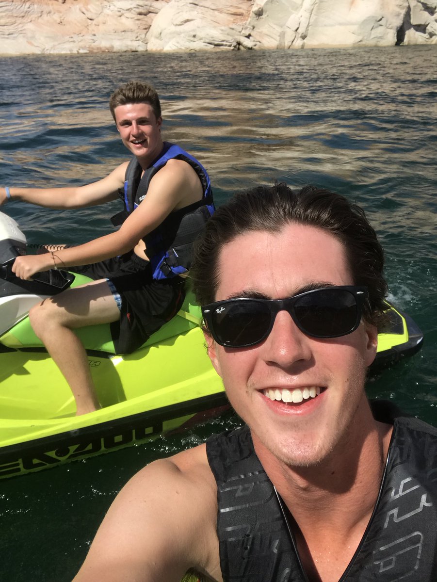 SunNsteps's tweet photo. On this #TwitterFamFriday @BeckwithQuinn and I jetskied through the canyons on Lake Powell. Super sick and highly suggest it to anyone that is ever close to the area. #yewww #surferhair https://t.co/Lvr91qIxpm