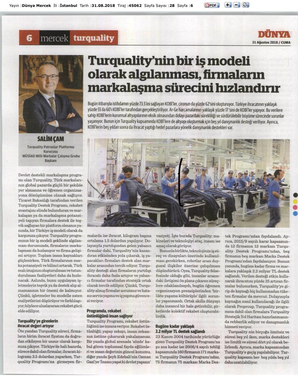 Turquality'nin bir iş modeli olarak algılanması, firmaların markalaşma sürecini hızlandırır! #DünyaGazetesi

#ProGroup #TurqualityYönetimi #InternationalConsulting #International #güçlümarka #güçlütürkiye #strateji #business #network #devletdesteği #destekprogramları