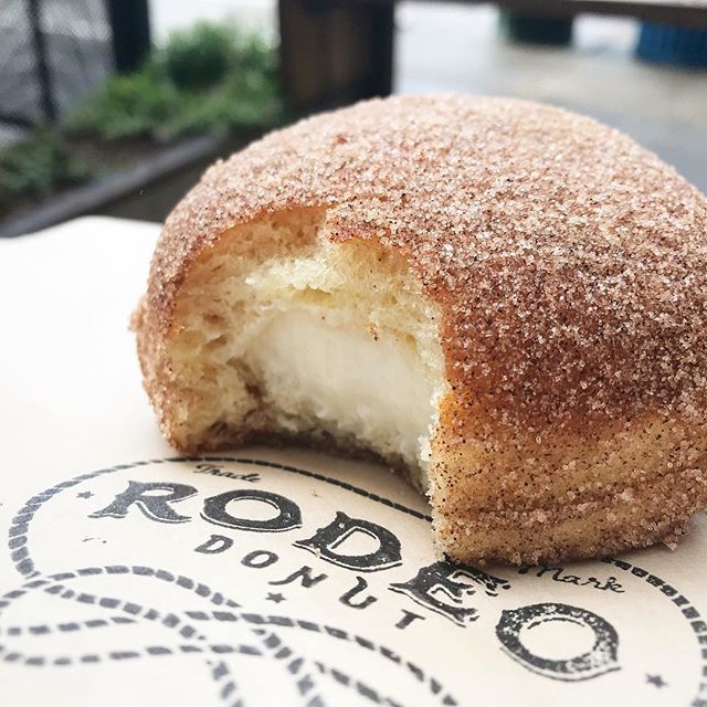 RodeoDonut's tweet photo. Biting into a Cinnamon Roll brioche donut makes today feel like a weekend. Come share a ‘weekend’ with us. https://t.co/SzFhEK3px1 https://t.co/OEHVd4drMr