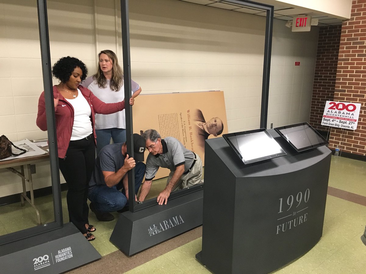 MakingAlabama's tweet photo. Scenes from Oneonta today as we train the next group of counties before they receive the exhibit. Exciting times! https://t.co/0tyfwrcPqZ