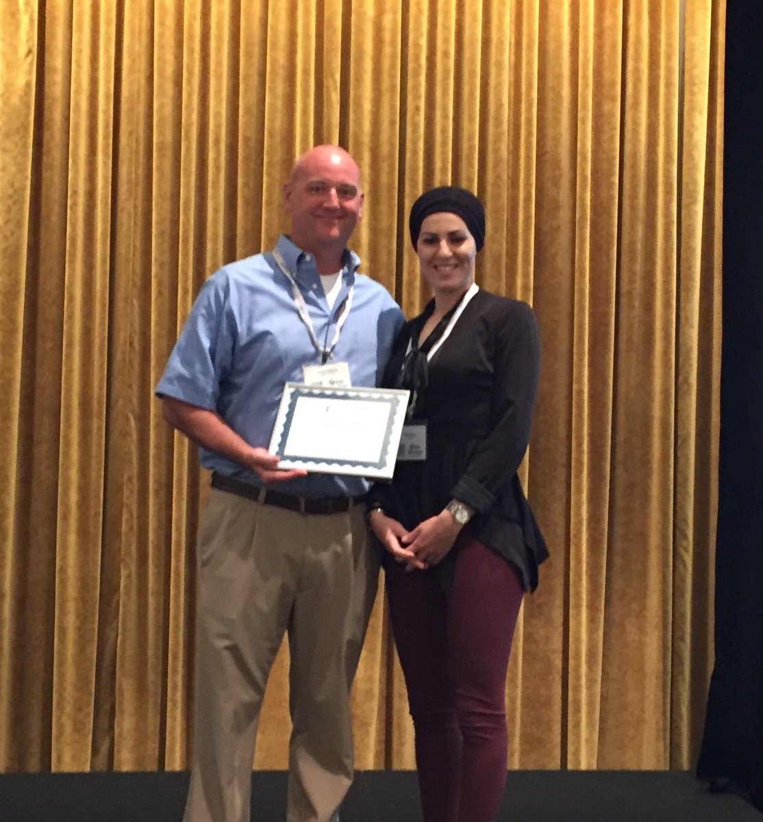 CDMSmith's tweet photo. Congrats to Afaf Musa on receiving the Kenneth J. Miller Founders Award from @waterforpeople at @OhioAWWA #OneWaterOhio conf. The award honors those who dedicate time to help bring an end to the global #water crisis. #pride #cdmsmith #morethanwork #givingback https://t.co/Gcomil6oOi