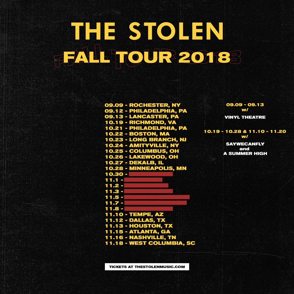 thestolen's tweet photo. released more dates w/ @SayWeCanFly and @ASummerHigh - tickets on sale now https://t.co/u5PNk3nN3C