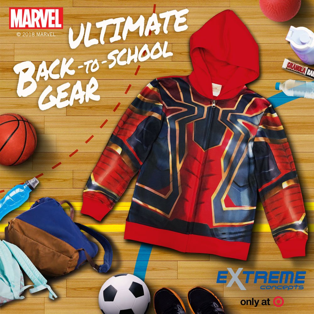 Marvel's tweet photo. Get your little heroes ready for school with the latest Marvel apparel from #extremeconcepts and #imagikids! Available now at select retailers. #ad https://t.co/MZYQPrI3CK