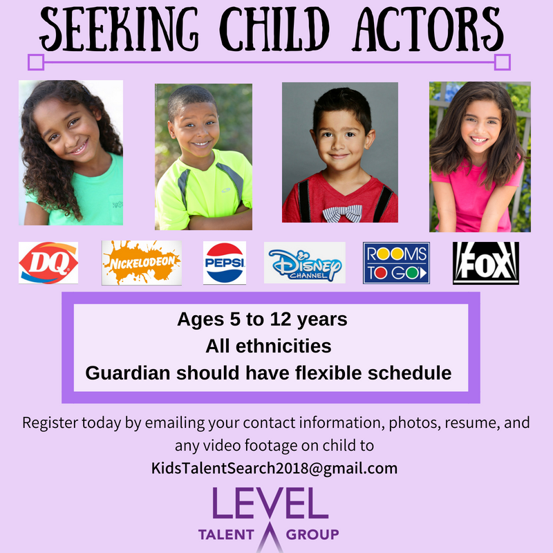 LevelTalentGrp's tweet photo. Happy Friday!
We're currently seeking child actors!
Please visit out Fabebook page for more information!
Register today by emailing photos, resumes, reels, etc. to KidsTalentSearch2018@gmail.com https://t.co/is5dIU2L5i