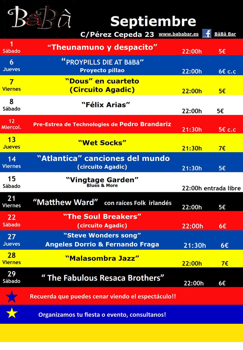 Programación Septiembre en BâBâ Bar