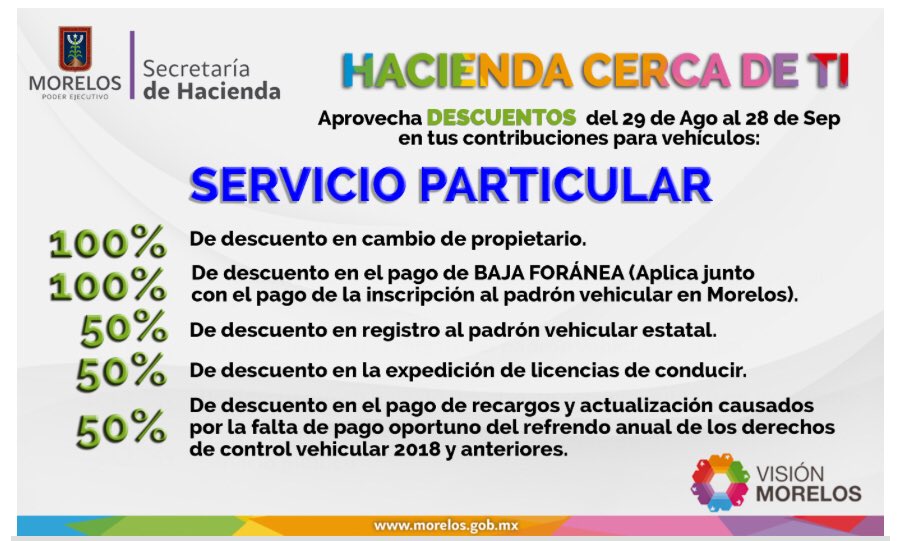 Hacienda cerca de ti
Te invita aprovechar el hasta el 100% de descuento en Cambio de Propietario.