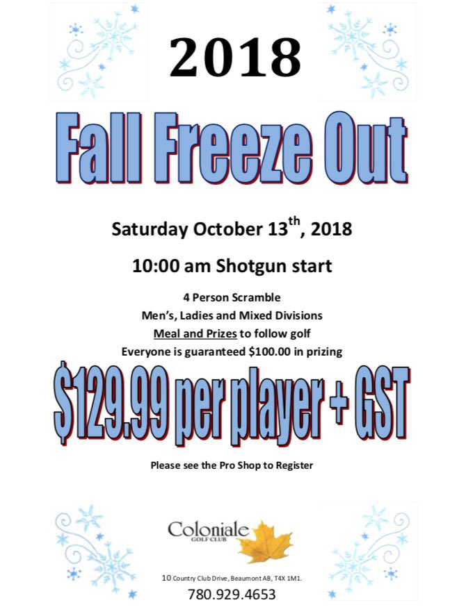 Join us for our annual Fall Freeze Out. #yeg #yeggolf