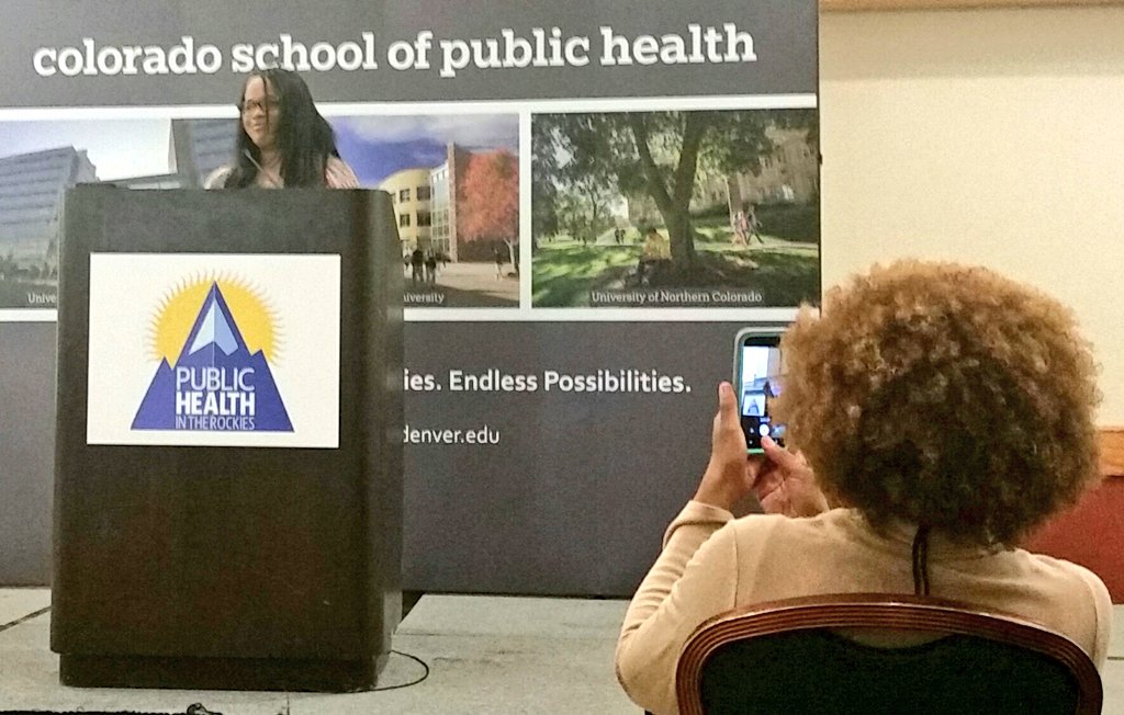 ColoradoSPH's tweet photo. Director of our Center for Public Health Cerise Hunt was announced as the new president of @COPublicHealth at #PHIR2018 today. Congrats!
#SchoolPride #BetterTogether https://t.co/zpLQyZjL3A