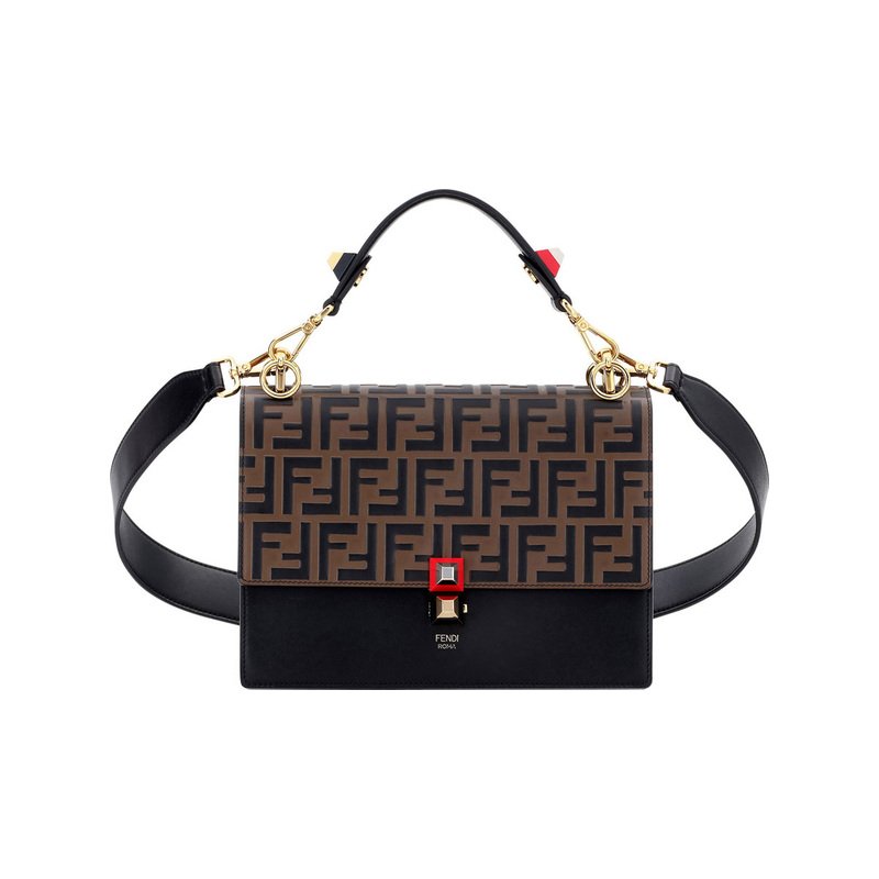 fendi kan i ff embossed shoulder bag