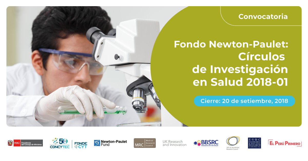 ProcienciaPeru's tweet photo. 📣Investigadores del sector #salud: Conozcan la convocatoria que financia la formación de Círculos de Investigación entre entidades e investigadores del #Perú y del #ReinoUnido. 🇬🇧️
➡️Bases: https://t.co/ZtiWOB2tCR 
[ @ConcytecPeru @UKinPeru ] https://t.co/KOZjF3cPar
