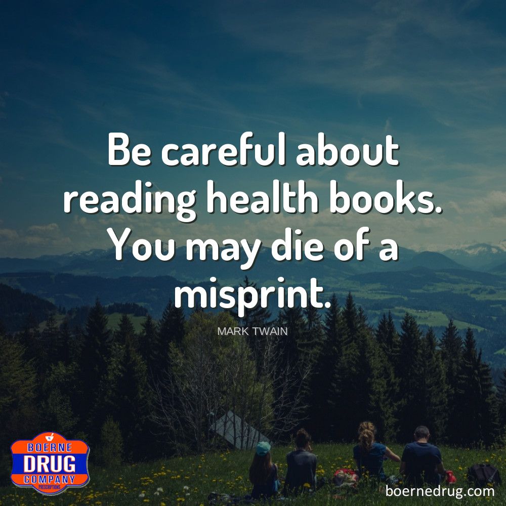 BoerneDrug's tweet photo. Be careful about reading health books. You may die of a misprint. - Mark Twain
#texaspharmacy #pharmacy #boernedrug #medicationmanagement #medicationtime #medicationtherapymanagement #cbdoilhealth #cbdoil #cbdoilhelps #compoundinglab #compoundingpharmacist #compounding https://t.co/4nPPGVVxUj