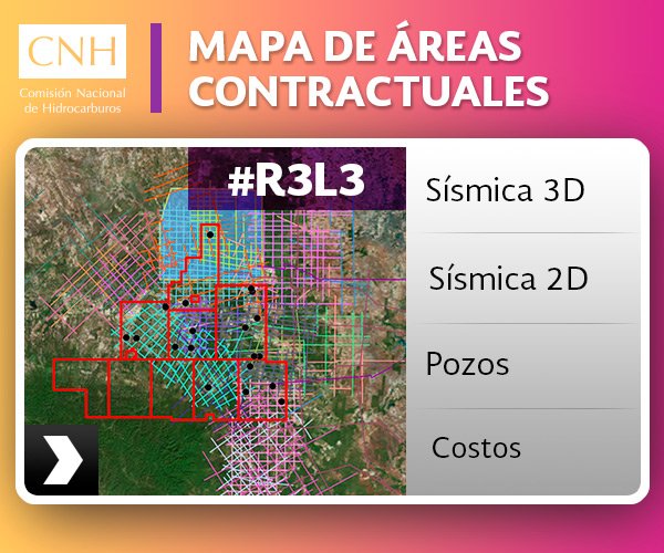 CNH_MX's tweet photo. Conoce la sísmica 3D, 2D y Pozos de las Áreas Contractuales que integran la R3L3: https://t.co/gFEar8XJTX https://t.co/Pt6QCtFkPt