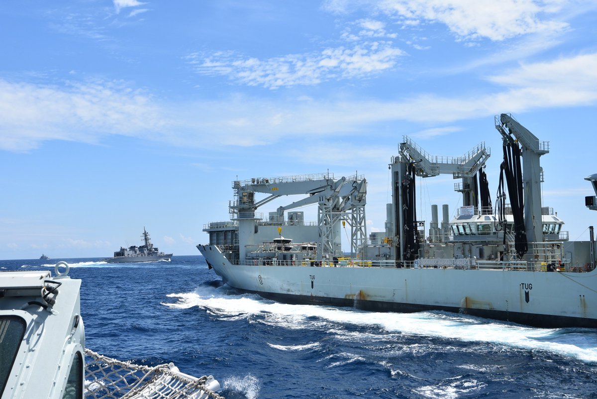 CJOC_COIC's tweet image. #HMCSCalgary conducts replenishment at sea with MV Asterix while sailing with Australian, New Zealand and Japanese partners. We’re working together to help promote regional security and stability. #OpPROJECTION