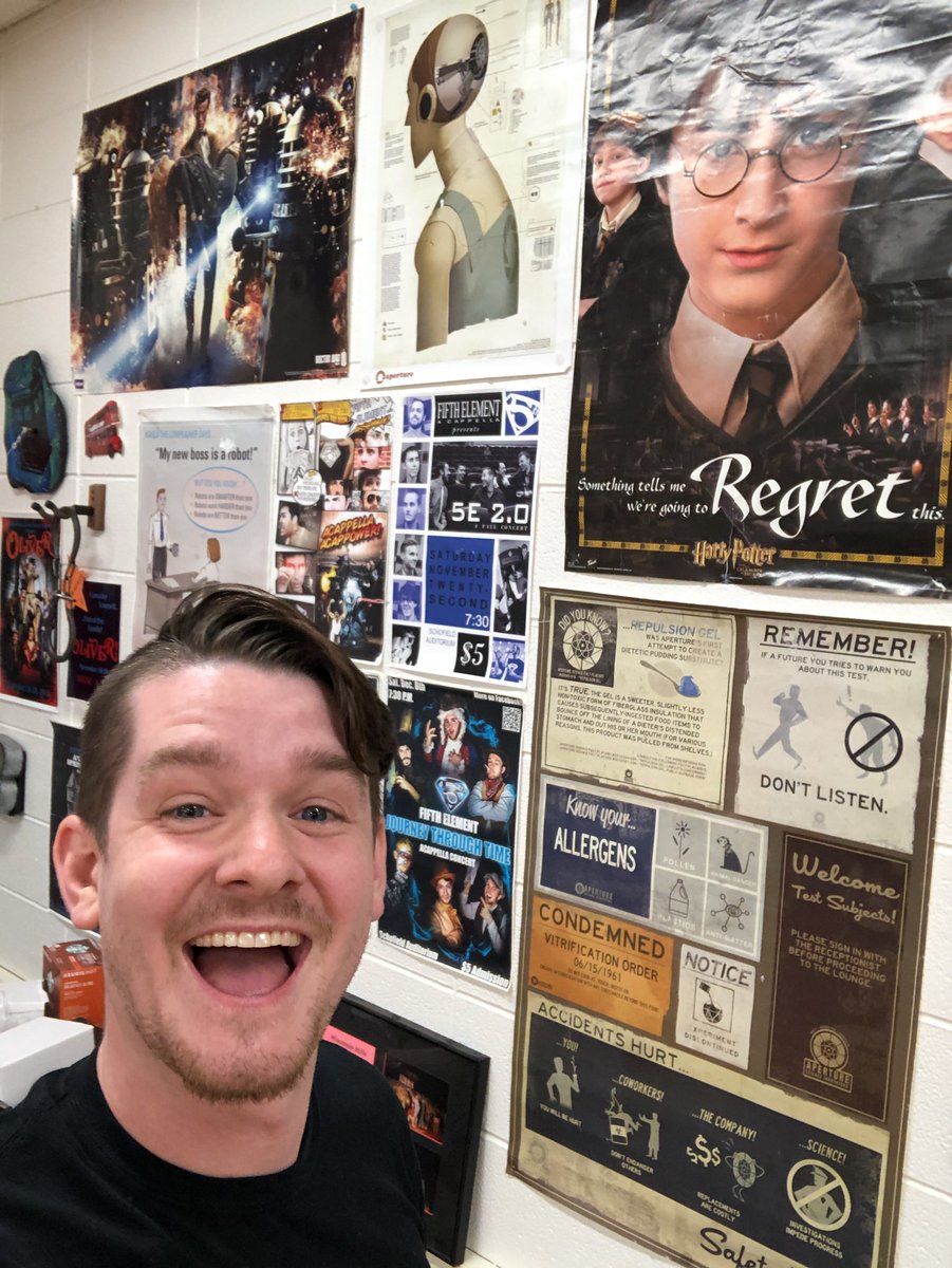 WHMSChoir's tweet photo. Poster wall is back up! Starting to feel like a great place to learn again! #WildcatGr8 @WHMS_SDE https://t.co/8P9ggbytKm