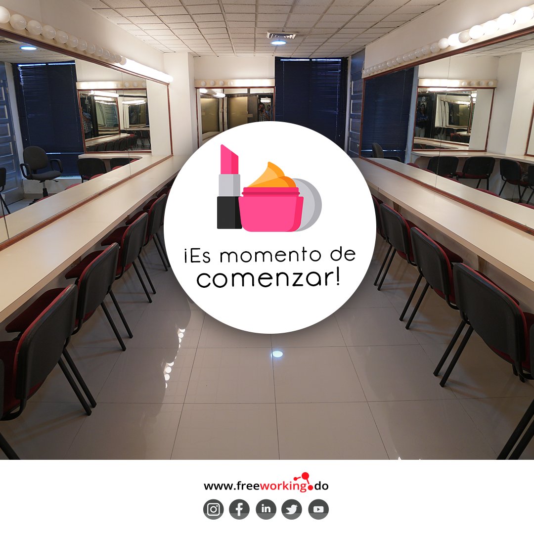 freeworkingdo's tweet image. ¡Es momento de comenzar! Comparte esos conocimientos que tienes sobre maquillaje, cuidado estético, colocación de pestañas y todo lo relacionado al mundo de la belleza en el espacio de #Freeworking.
Llámanos al  (829) 946-8281 Ext. 1 para reservar.

#Formacion #MakeUp #Faciales