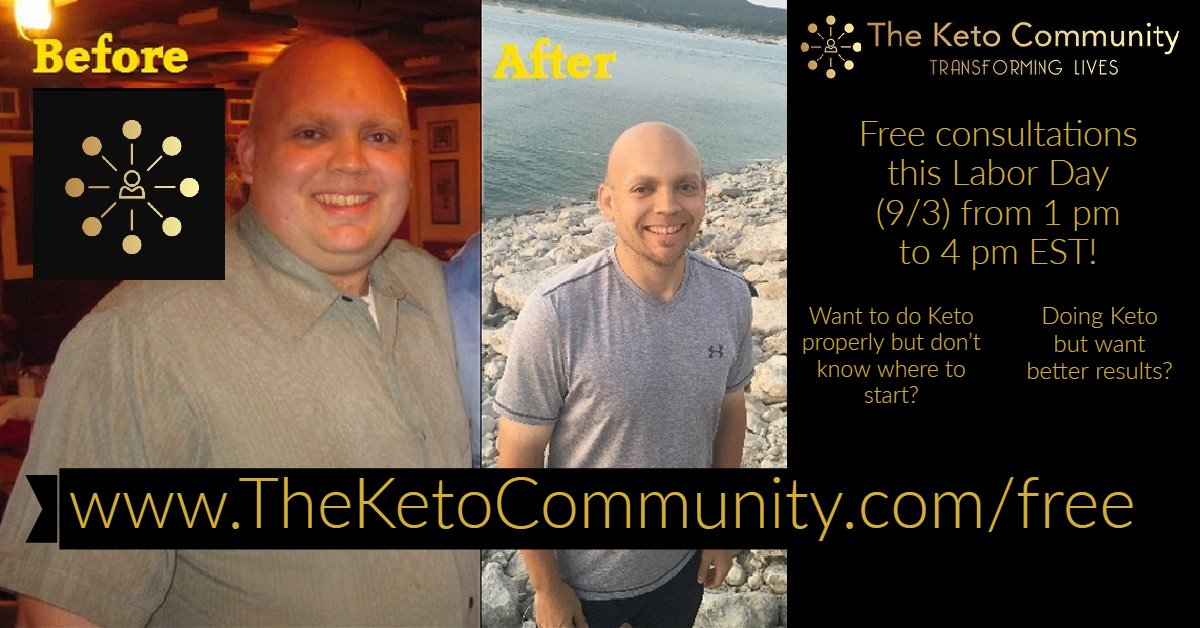 KetoCommunity's tweet image. For those of you considering Keto or doing Keto, The Keto Community will be doing free consultations on Labor Day between 1 and 4 pm EST. You will need to sign up to get your time slot. theketocommunity.com/free