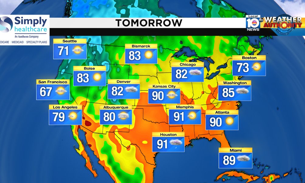 Here is the national forecast for tomorrow Presented by Simply Healthcare https://t.co/ynMegS1E3f
