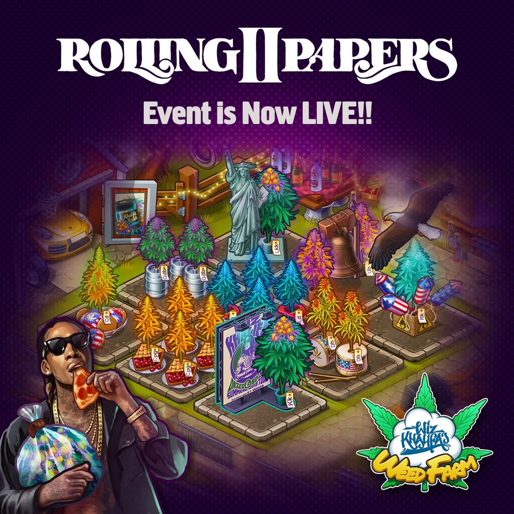 Rolling Papers 2 on loop for the next 48 hours! Event starts NOW! Lights on, tip the DJ, and harvest often!

#WizKhalifasWeedFarm #RollingPapers2 #Event #MobileGames