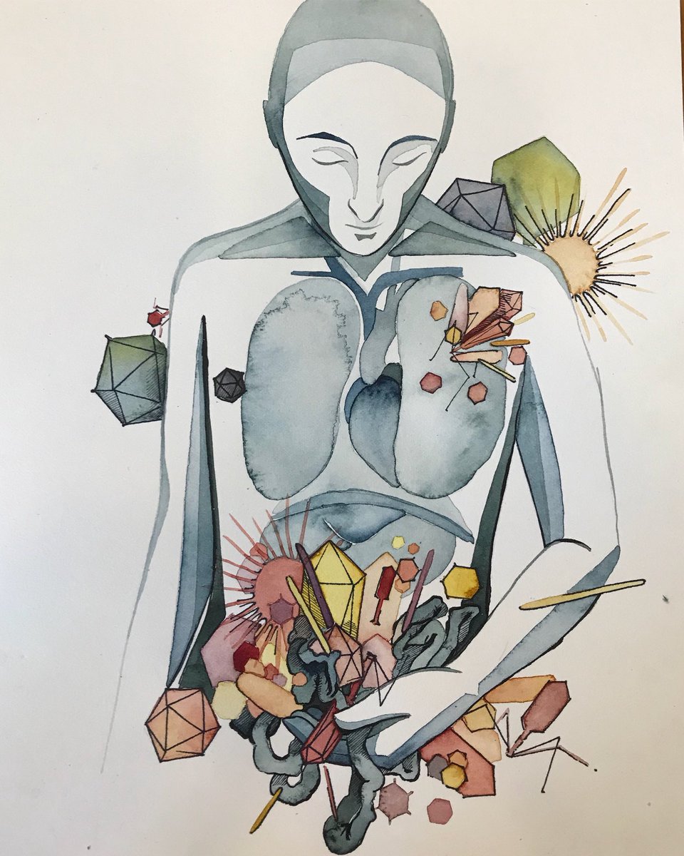 AliceAyers's tweet photo. We are weird, wonderful and not a little creepy. My thanks to @illustrationxleah for making my writing come to life. .
#scienceart #science #microbiology #virus #bacteria #phage #phages  #thepredatorswithin #microbes #holobiont #microbiome #bacteriophage
#holobiont #microbiome https://t.co/XwZTOE9YOE
