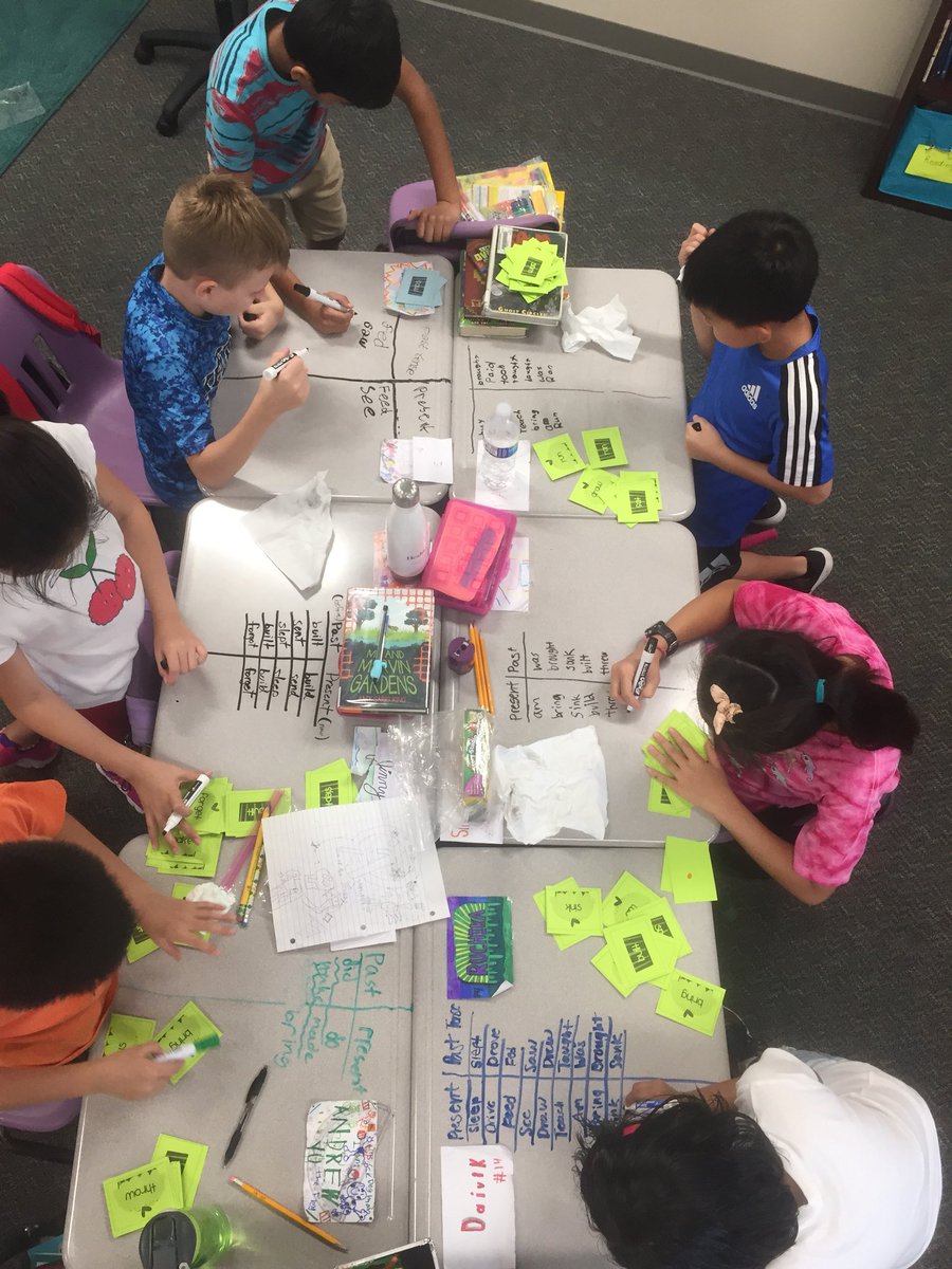 FourthFab's tweet photo. Working in cooperative groups to sort irregular past tense verbs #CSEfourthgrade https://t.co/A8TV0xQ3Jj